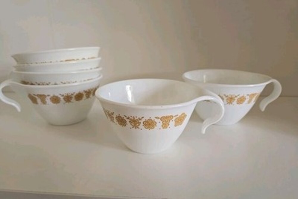 Coffee Tea Cups Corelle Corning With Curved Hooked Handles- 6